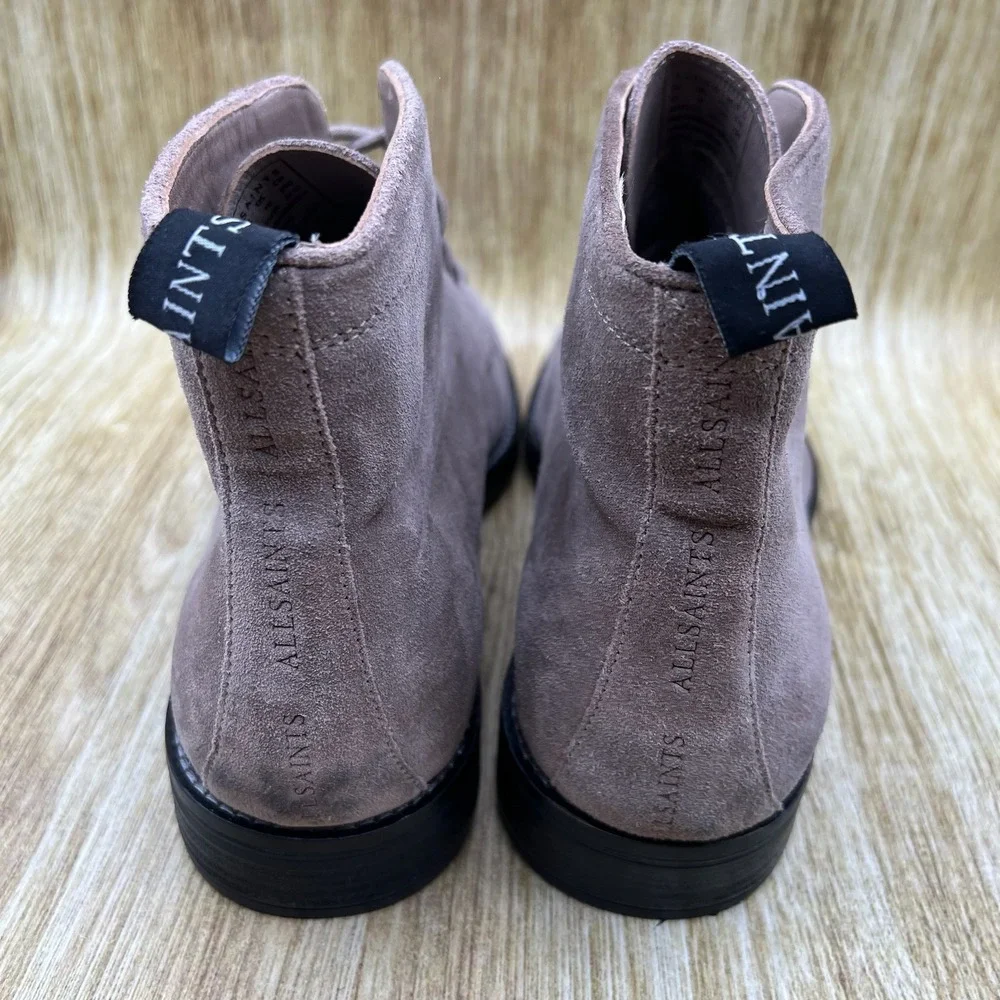 AllSaints Harland‎ Suede Boots Men's Size 10 Grey Cap Toe Lace Up Ankle M063FB